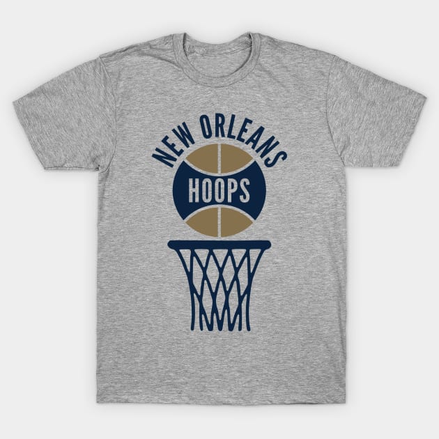 Retro New Orleans Hoops Logo T-Shirt by Double-Double Designs